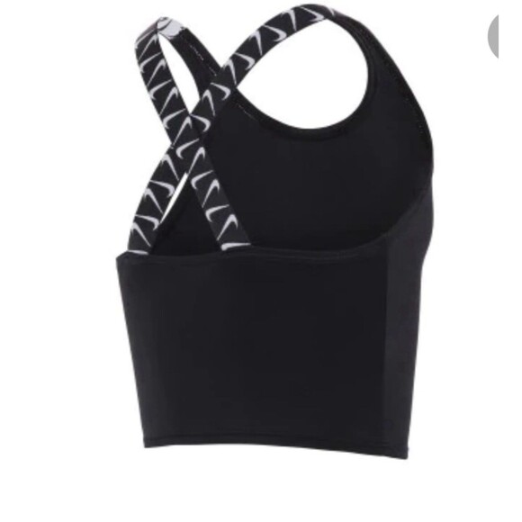 Nike Logo Tape Black Cross Back Tankini Swim Top Size  SMALL Girls - Picture 2 of 7